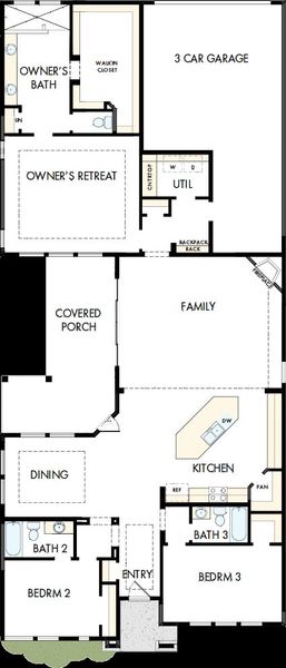 2D floor plan layout of this home in Riceland - Enclave Row Collection, Mont Belvieu, TX (Image 2). 2D floor plan layout of this home in Riceland - Enclave Row Collection, Mont Belvieu, TX (Image 2).