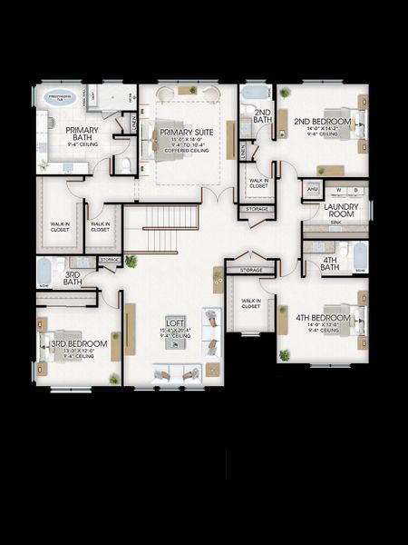 2D floor plan layout for the Meridian by GL Homes in Apex at Avenir, Palm Beach Gardens, FL (Image 5). 2D floor plan layout for the Meridian by GL Homes in Apex at Avenir, Palm Beach Gardens, FL (Image 5).