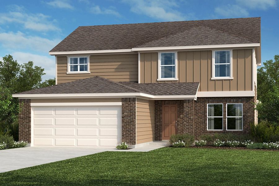 Representative exterior photo of a completed home built from the Plan 2783 by KB Home in Hidden Trails, Belton, TX (Image 5). Representative exterior photo of a completed home built from the Plan 2783 by KB Home in Hidden Trails, Belton, TX (Image 5).