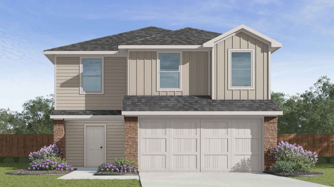 Representative exterior photo of a completed home built from the Franklin by D.R. Horton in Canterra Creek 45' and 50' Homesites, Iowa Colony, TX (Image 14). Representative exterior photo of a completed home built from the Franklin by D.R. Horton in Canterra Creek 45' and 50' Homesites, Iowa Colony, TX (Image 14).