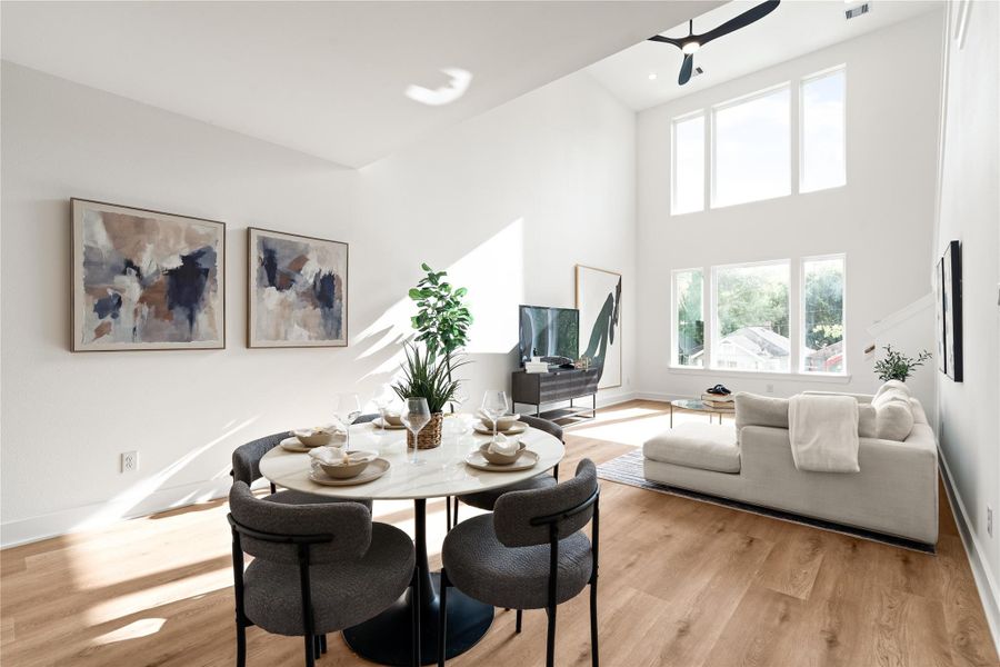 Six oversized windows make natural light part of the home's design. Six oversized windows make natural light part of the home's design.