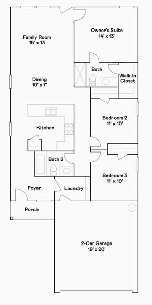 2D floor plan layout of this home in The Enclave at Spring Branch, Conroe, TX (Image 3).