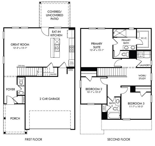 2D floor plan layout of this home in Hemingway - Reserve Series, Cumming, GA (Image 2).