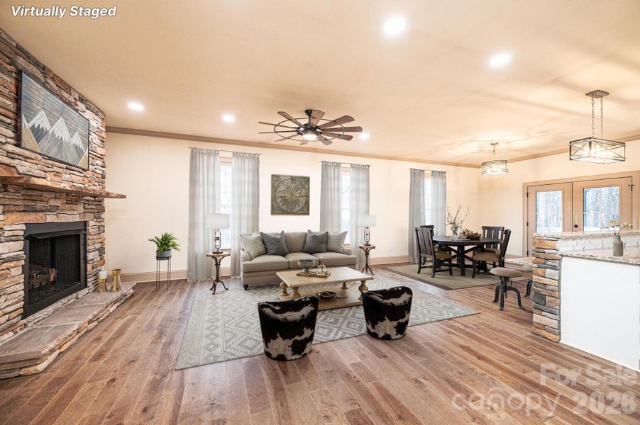 Living are virtually staged.