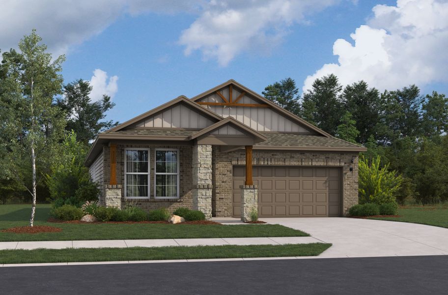 Representative exterior photo of a completed home built from the Maxwell by Beazer Homes in Hunter's Ranch, San Antonio, TX (Image 1). Representative exterior photo of a completed home built from the Maxwell by Beazer Homes in Hunter's Ranch, San Antonio, TX (Image 1).