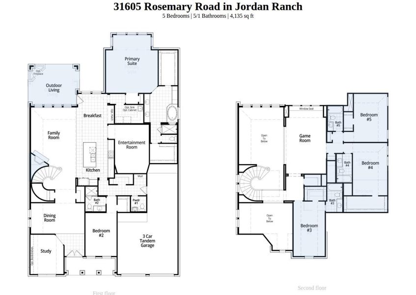 2D floor plan layout of this home in Jordan Ranch, Fulshear, TX (Image 4).