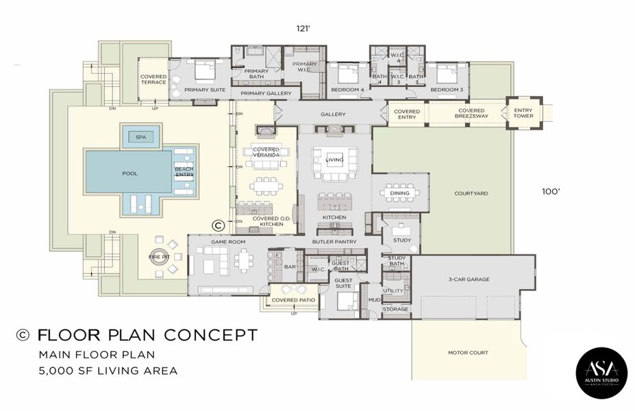 A comprehensive floor plan reveals a thoughtful layout with generous living spaces and a luxurious outdoor oasis. A comprehensive floor plan reveals a thoughtful layout with generous living spaces and a luxurious outdoor oasis.