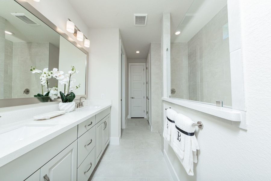 Primary Bathroom. Representative model home photos shown for illustrative purposes only. Actual home, features, and finishes may vary. Home is currently under construction.