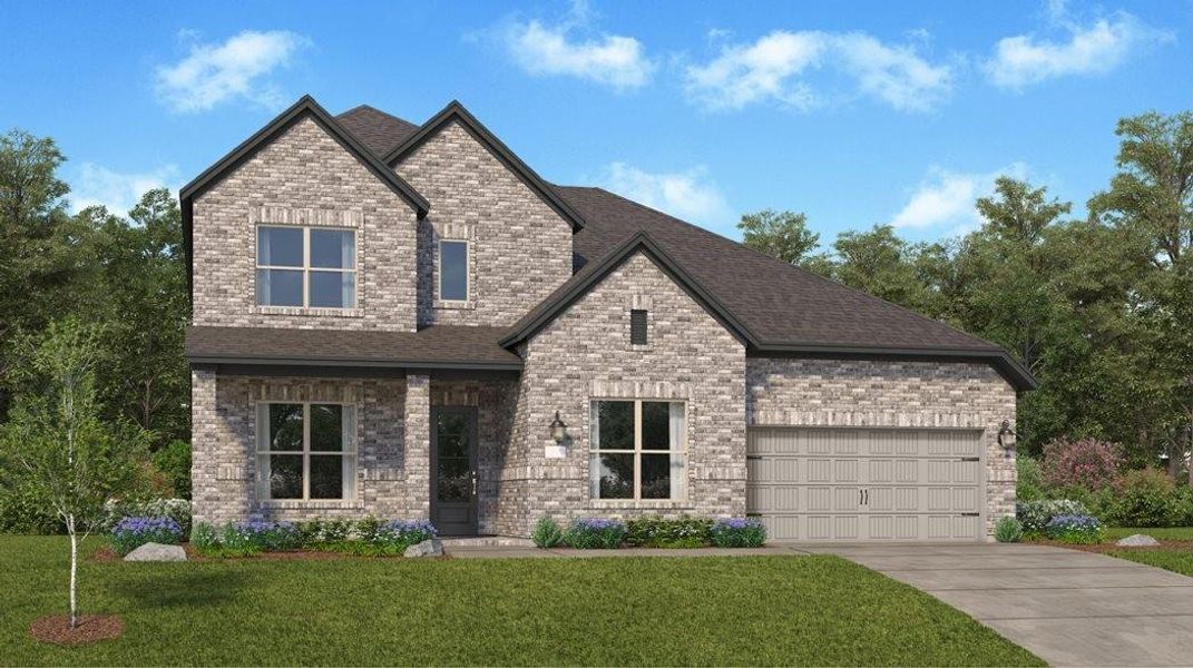 Front exterior of a new home in Cross Creek West: Pinnacle Collection, Fulshear, TX, highlighting curb appeal (Image 13). Front exterior of a new home in Cross Creek West: Pinnacle Collection, Fulshear, TX, highlighting curb appeal (Image 13).