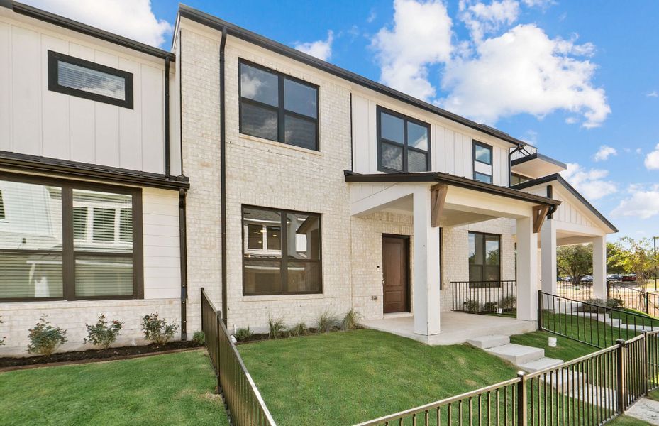 Exterior details and patio area of a home in Monarch on Main, Round Rock (Image 4). Exterior details and patio area of a home in Monarch on Main, Round Rock (Image 4).