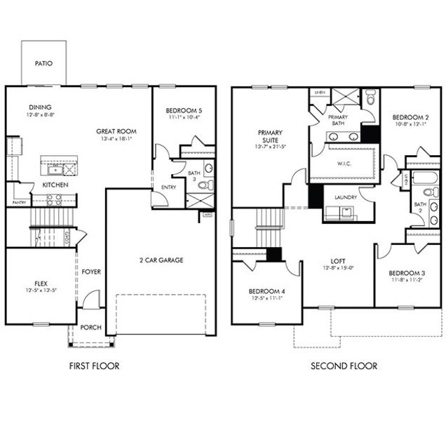 2D floor plan layout of this home in Cadence Meadows, Zebulon, NC (Image 3).