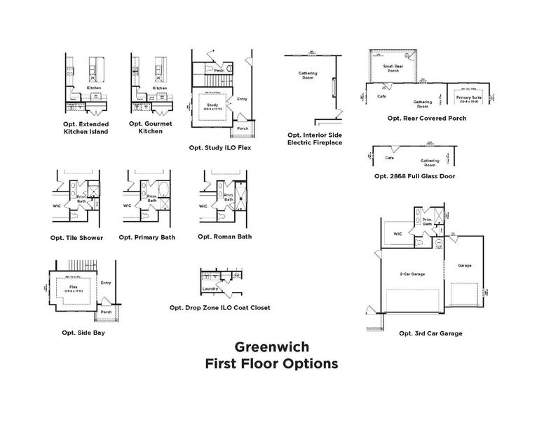 2D floor plan layout for the Greenwich by DRB Homes in Cottages of Bearwood, Mount Pleasant, TN (Image 8).