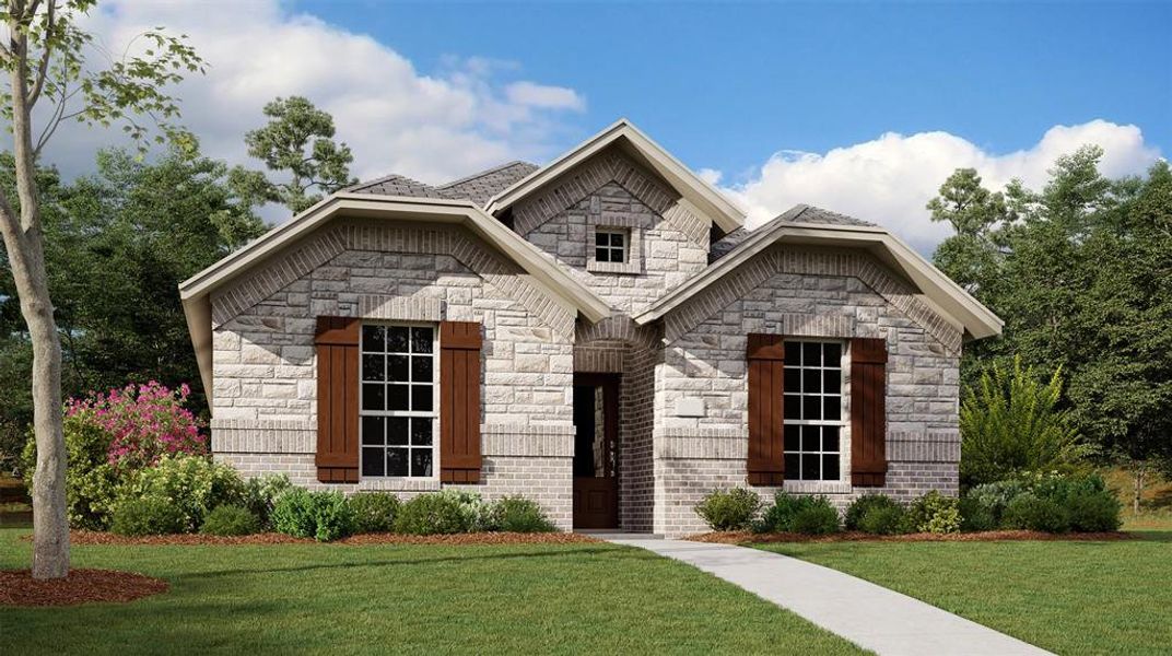 View of front of property with a front yard