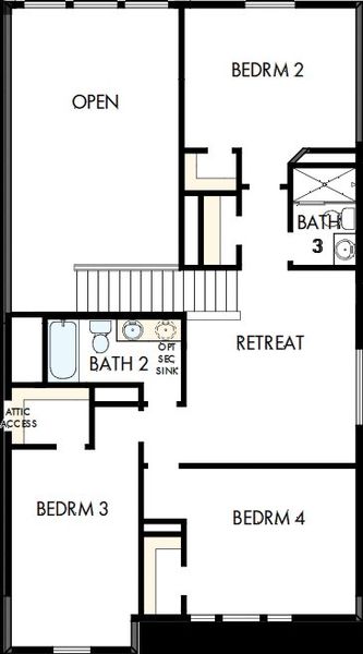 2D floor plan layout of this home in Davis Ranch 50', San Antonio, TX (Image 3).