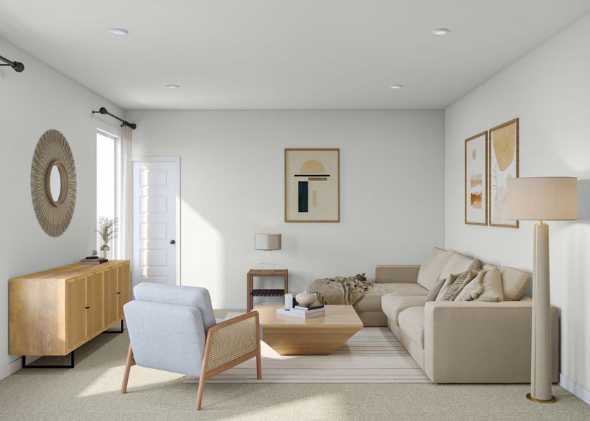 Representative furnished interior of a home built from the Mariposa by Tri Pointe Homes in Terrace Collection At Turner's Crossing, Buda (Image 16).