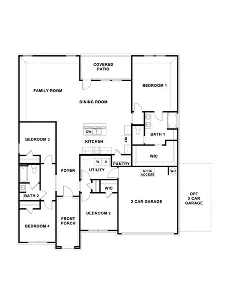 2D floor plan layout for the The Garland by D.R. Horton in Sonoma Oaks, Fredericksburg, TX (Image 4). 2D floor plan layout for the The Garland by D.R. Horton in Sonoma Oaks, Fredericksburg, TX (Image 4).