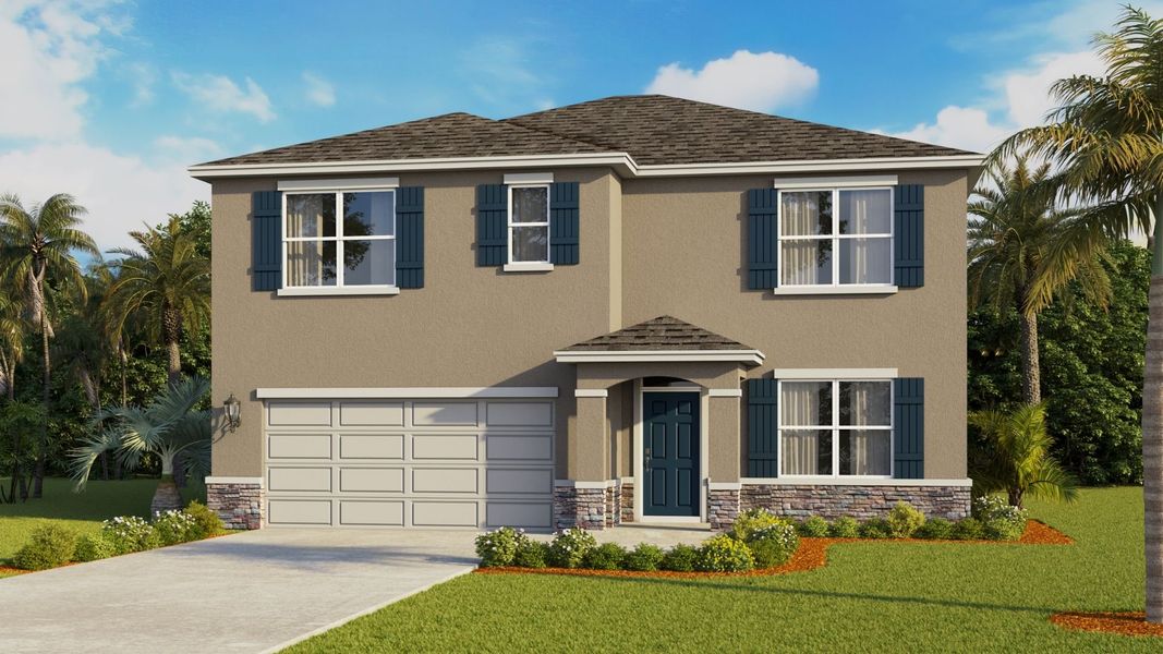 Representative exterior photo of a completed home built from the Hayden by D.R. Horton in Kindred, Kissimmee, FL (Image 18). Representative exterior photo of a completed home built from the Hayden by D.R. Horton in Kindred, Kissimmee, FL (Image 18).