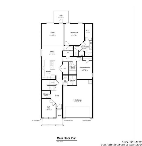 2D floor plan layout of this home in August Fields, New Braunfels, TX (Image 4).