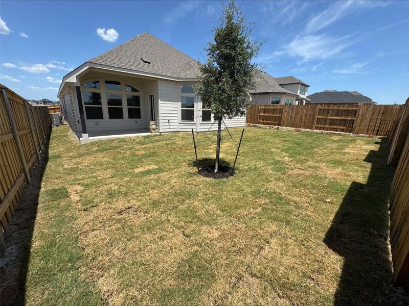 Back of house featuring a shingled roof and a fenced backyard Back of house featuring a shingled roof and a fenced backyard