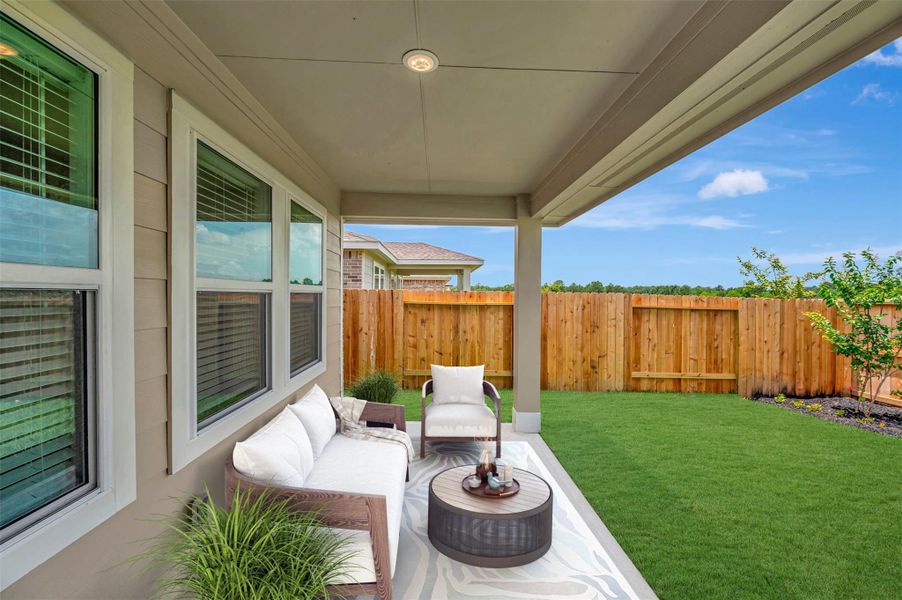 Enjoy the outdoors on the covered patio Enjoy the outdoors on the covered patio