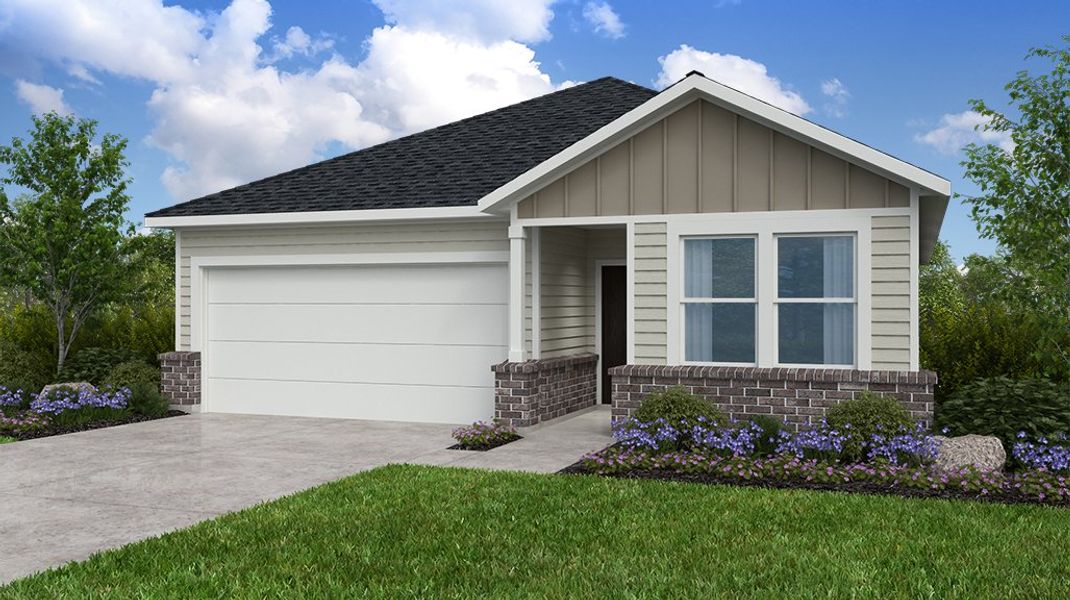 Representative exterior photo of a completed home built from the Charlton by Taylor Morrison in Mason Woods 45s, Cypress, TX (Image 1).