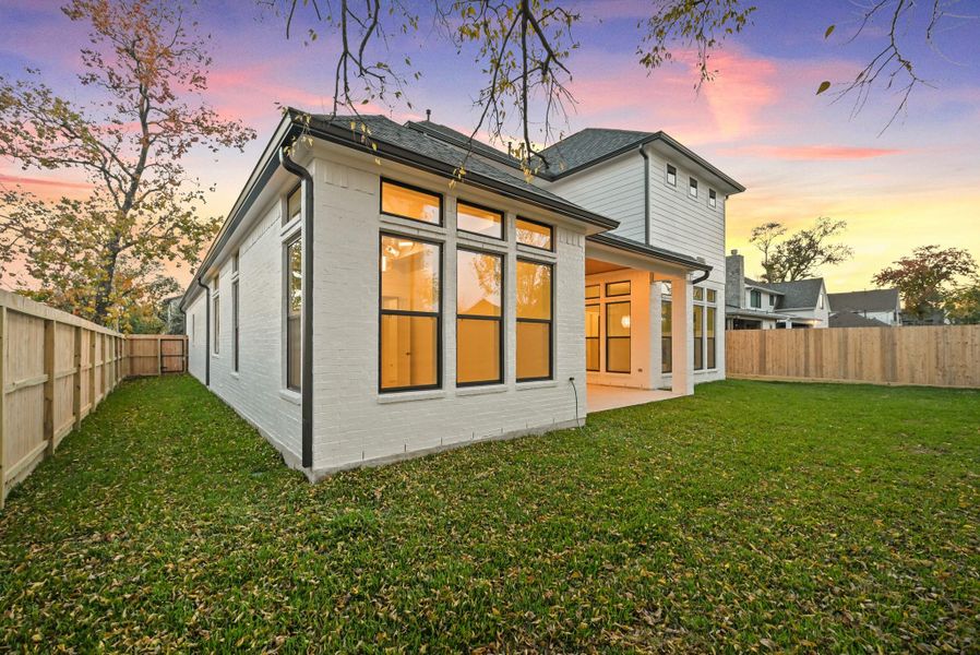 The corner lot means an extra large side-yard!