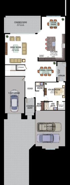 2D floor plan layout for the Mallorca by GL Homes in Lotus Edge, Boca Raton, FL (Image 5).