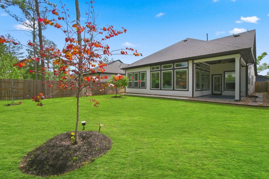 Exterior details and patio area of a home in Woodforest - Kingsley Square 50' Homesites, Montgomery (Image 21).