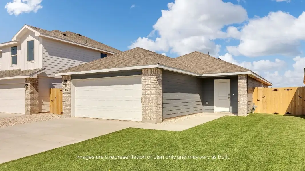 Front exterior of a new home in Deer Meadows, Odessa, TX, highlighting curb appeal (Image 2). Front exterior of a new home in Deer Meadows, Odessa, TX, highlighting curb appeal (Image 2).