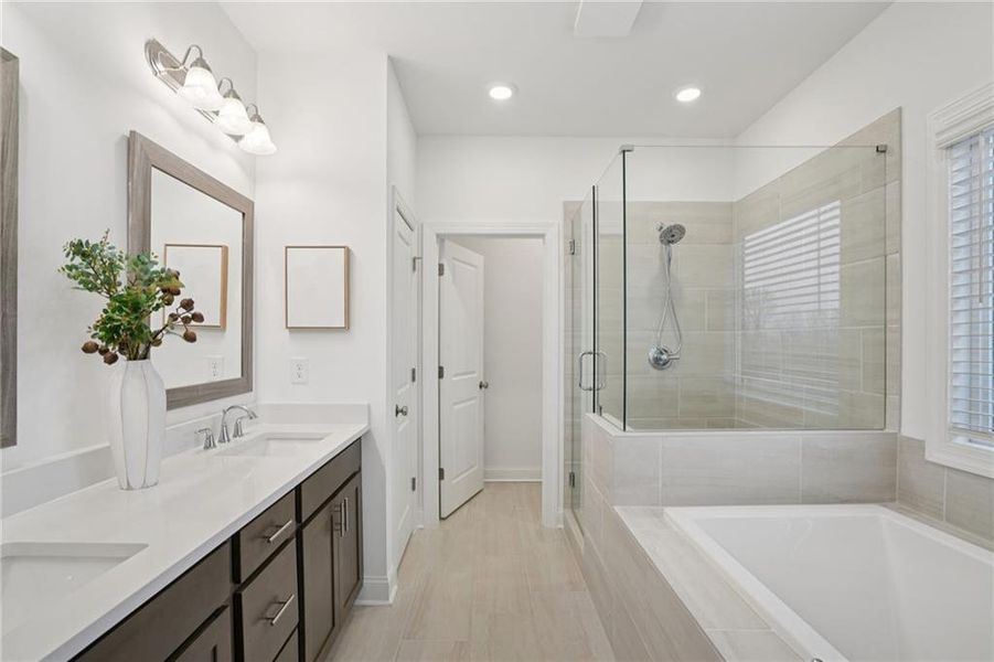Furnished interior view inside a new home in Palisades Townhomes, Cumming (Image 30). Furnished interior view inside a new home in Palisades Townhomes, Cumming (Image 30).