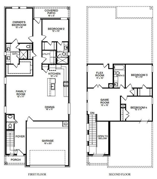 2D floor plan layout of this home in The Grand Prairie, Hockley, TX (Image 3).
