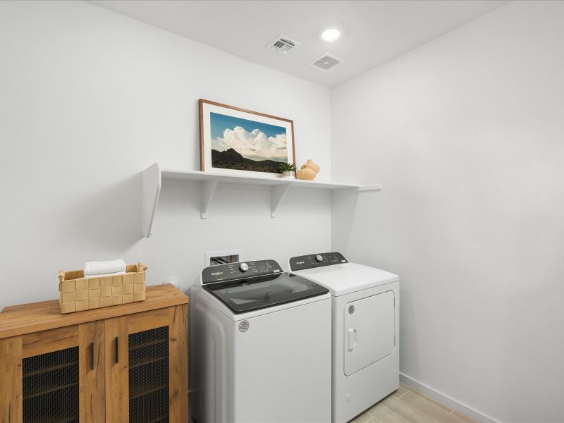 Laundry in Bailey Floorplan modeled at El Cidro