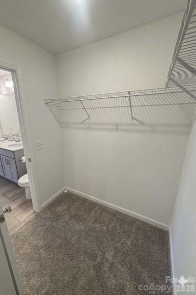 Primary bedroom walk in closet