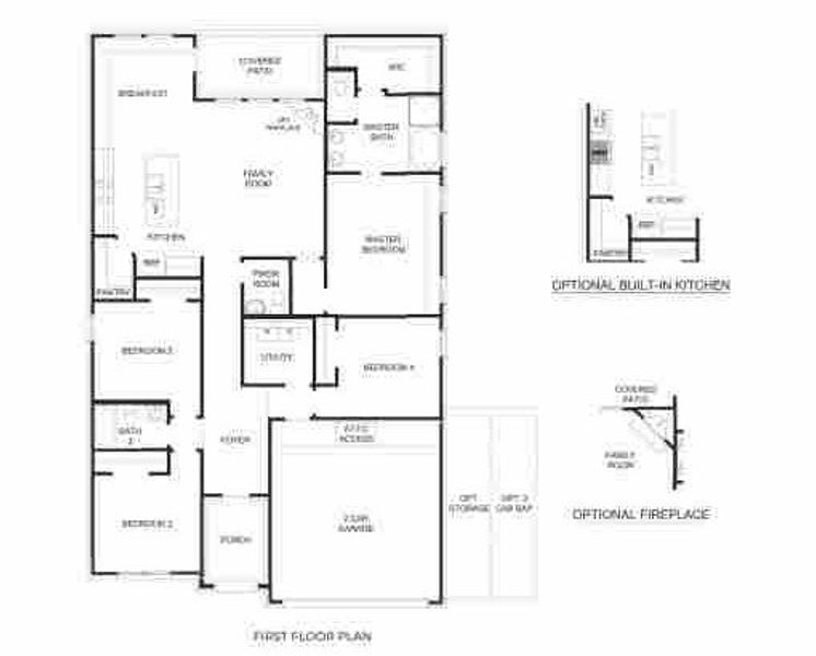 2D floor plan layout for the Fannin by D.R. Horton in Westwood, League City, TX (Image 3).