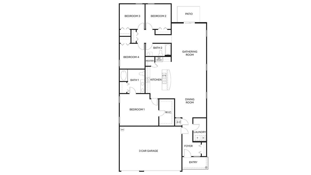 2D floor plan layout for the Catalina by D.R. Horton in Copes Landing, Jacksonville, FL (Image 4). 2D floor plan layout for the Catalina by D.R. Horton in Copes Landing, Jacksonville, FL (Image 4).