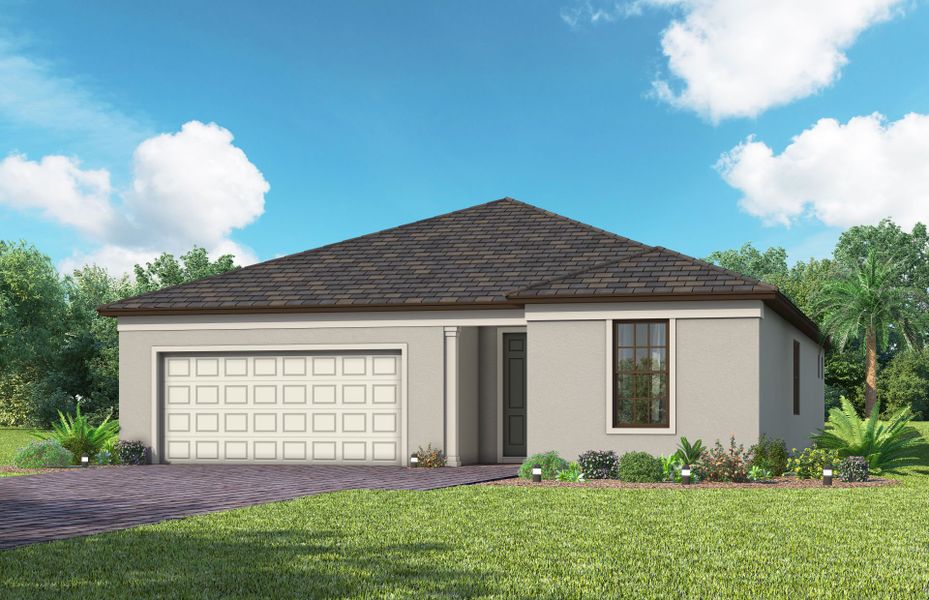 Representative exterior photo of a completed home built from the Prestige by Del Webb in Del Webb Naples, Ave Maria, FL (Image 2). Representative exterior photo of a completed home built from the Prestige by Del Webb in Del Webb Naples, Ave Maria, FL (Image 2).