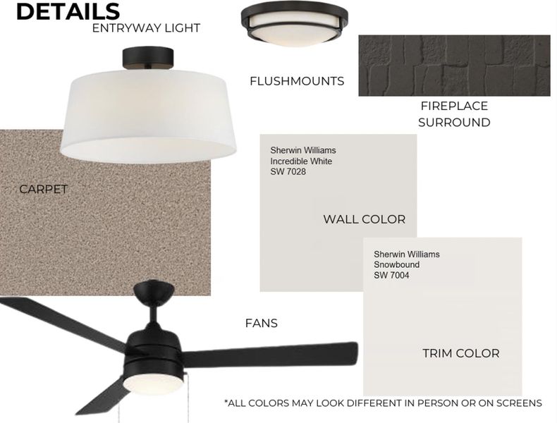 Property Specifications. Outlining material and color selections for the property Property Specifications. Outlining material and color selections for the property