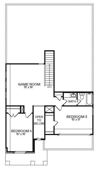 2D floor plan layout of this home in The Grand Prairie, Hockley, TX (Image 3).