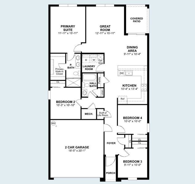 2D floor plan layout of this home in Aspire at Morningside, Fort Pierce, FL (Image 5).