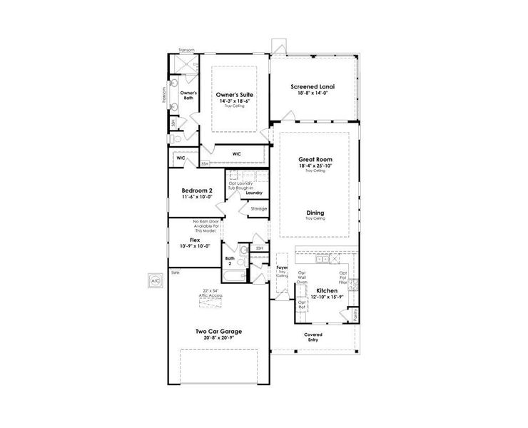 2D floor plan layout of this home in Cresswind at Spring Haven, Newnan, GA (Image 4).