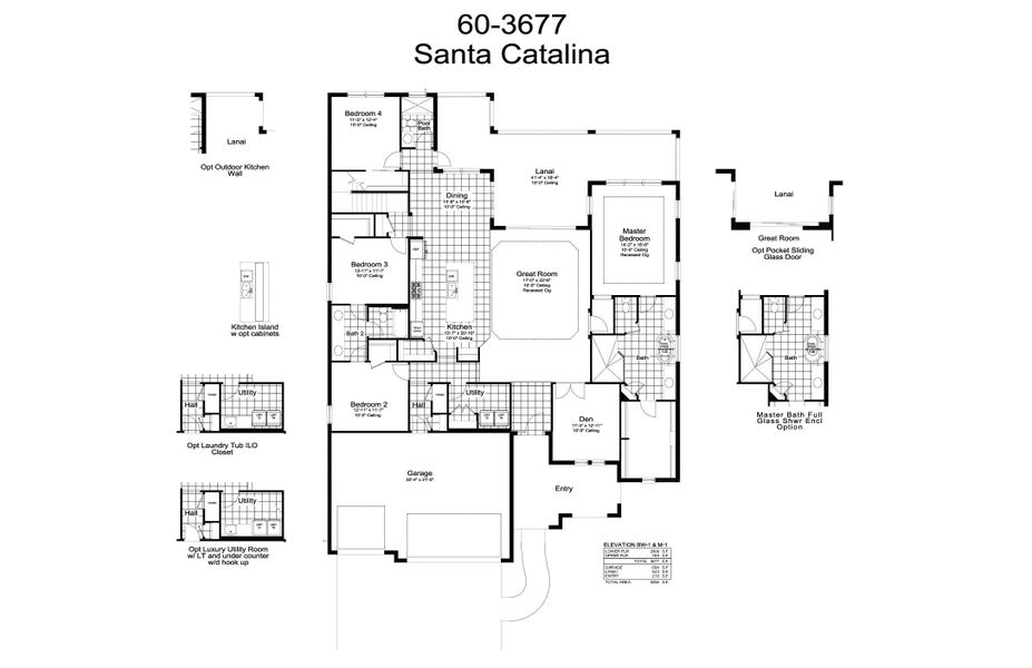 2D floor plan layout for the Santa Catalina by Neal Communities in Boca Royale Golf & Country Club at Wellen Park, Englewood, FL (Image 3).