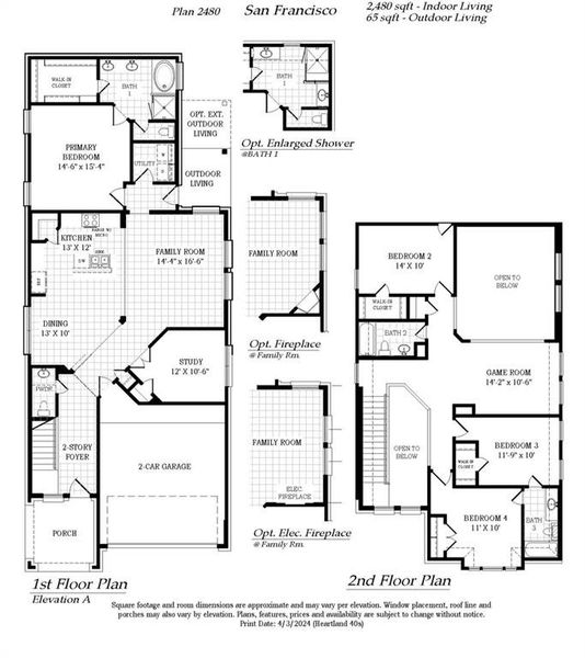 2D floor plan layout of this home in Heartland 50's, Heartland, TX (Image 4).