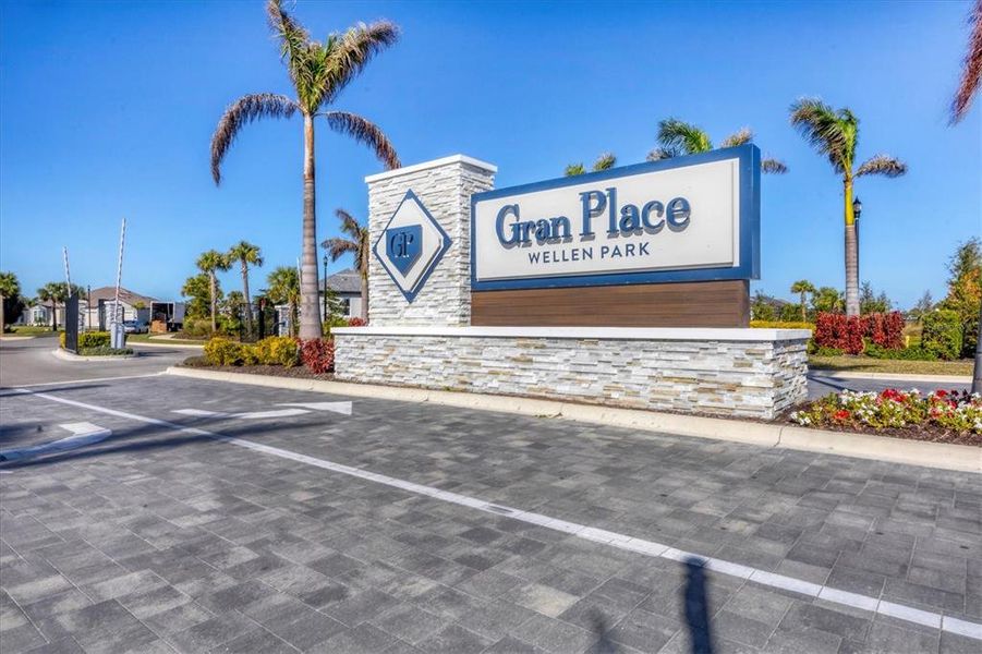 Entrance to the Gran Place community in Venice, FL, featuring signage and landscaping (Image 1). Entrance to the Gran Place community in Venice, FL, featuring signage and landscaping (Image 1).