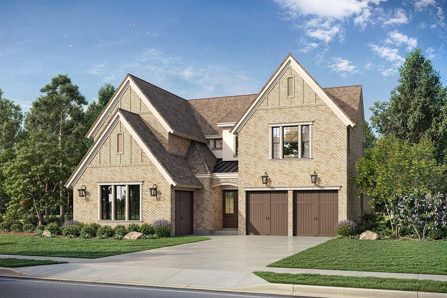 Representative exterior photo of a completed home built from the Hampton by Landon Homes in Fields - Brookside North, Frisco, TX (Image 19). Representative exterior photo of a completed home built from the Hampton by Landon Homes in Fields - Brookside North, Frisco, TX (Image 19).