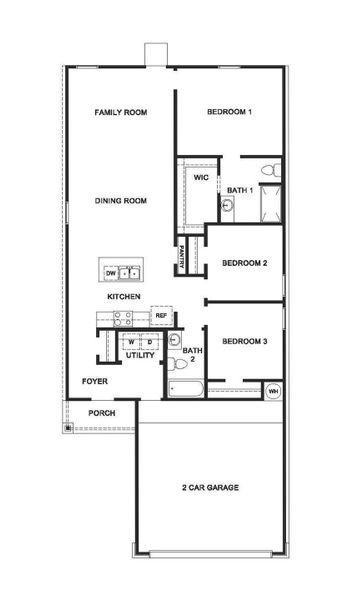 2D floor plan layout for the Barton by D.R. Horton in The Villages at Schwertner Ranch, Jarrell, TX (Image 3). 2D floor plan layout for the Barton by D.R. Horton in The Villages at Schwertner Ranch, Jarrell, TX (Image 3).