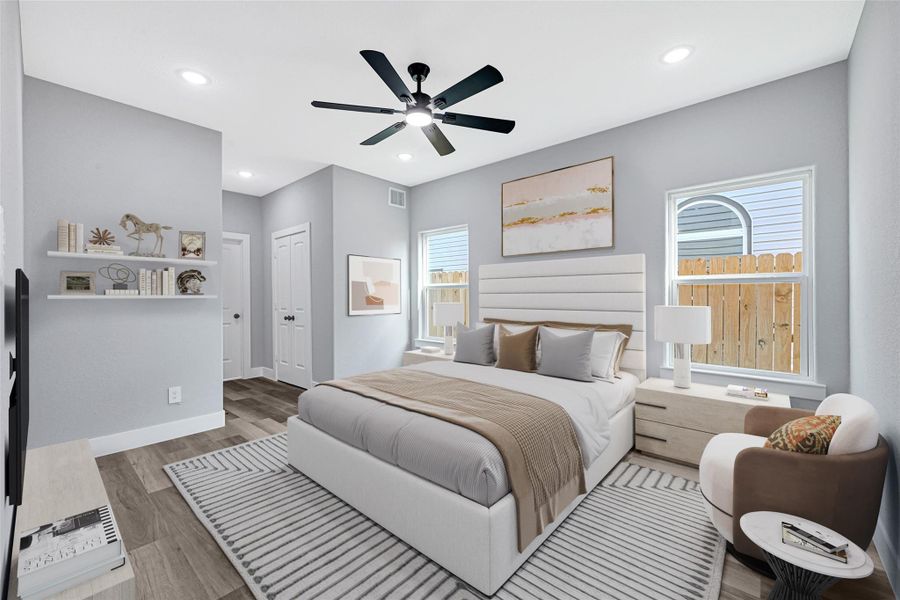 Staged picture of the master Bedroom