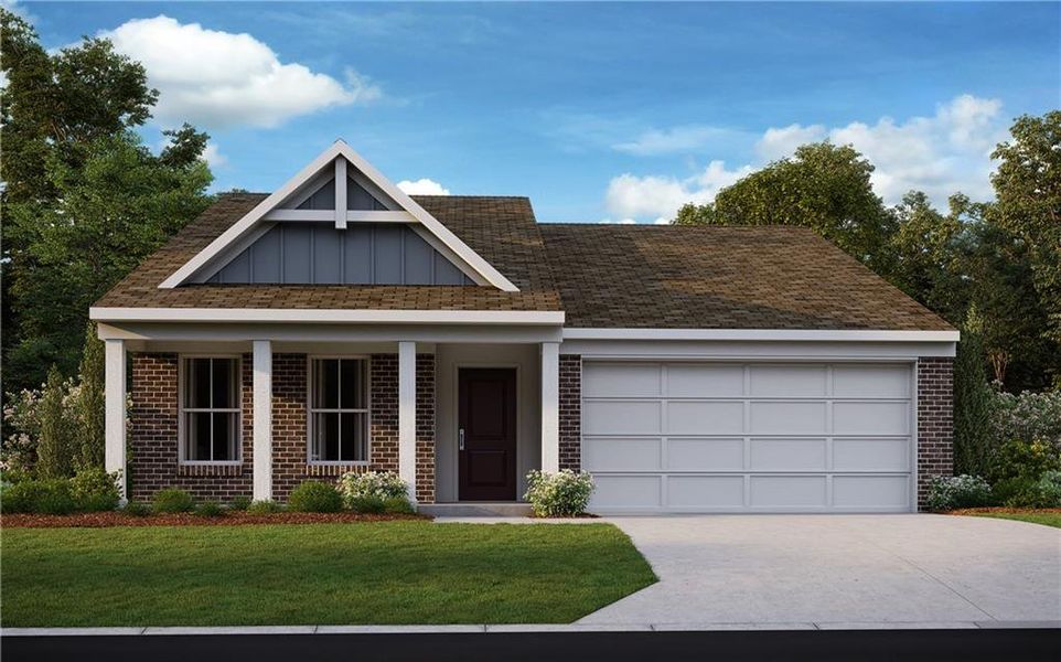 Front exterior of a new home in Cherry Glen, Euharlee, GA, highlighting curb appeal (Image 1). Front exterior of a new home in Cherry Glen, Euharlee, GA, highlighting curb appeal (Image 1).