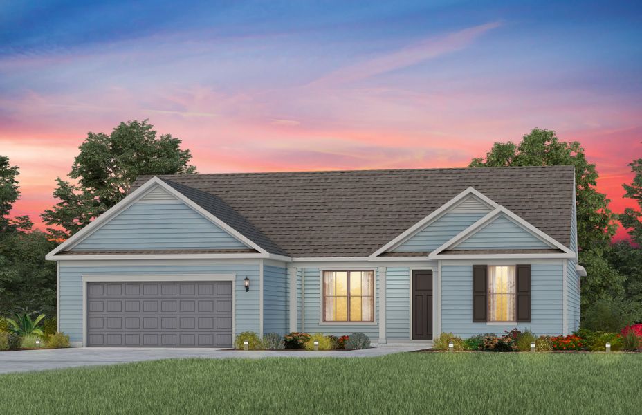 Front exterior of a new home in Del Webb North Myrtle Beach, Myrtle Beach, SC, highlighting curb appeal (Image 17).