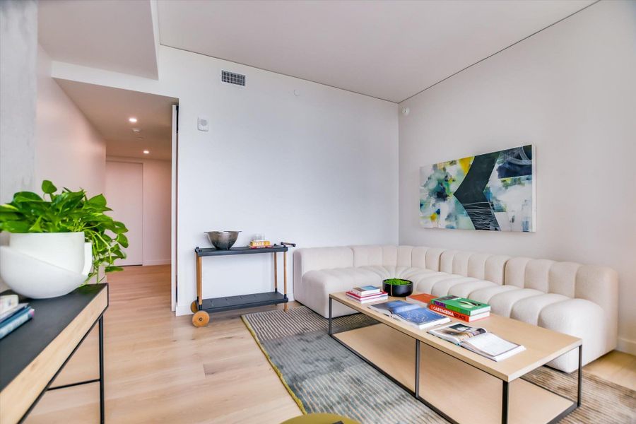 Furnished interior view inside a new home in The Modern Austin Residences, Austin (Image 9). Furnished interior view inside a new home in The Modern Austin Residences, Austin (Image 9).