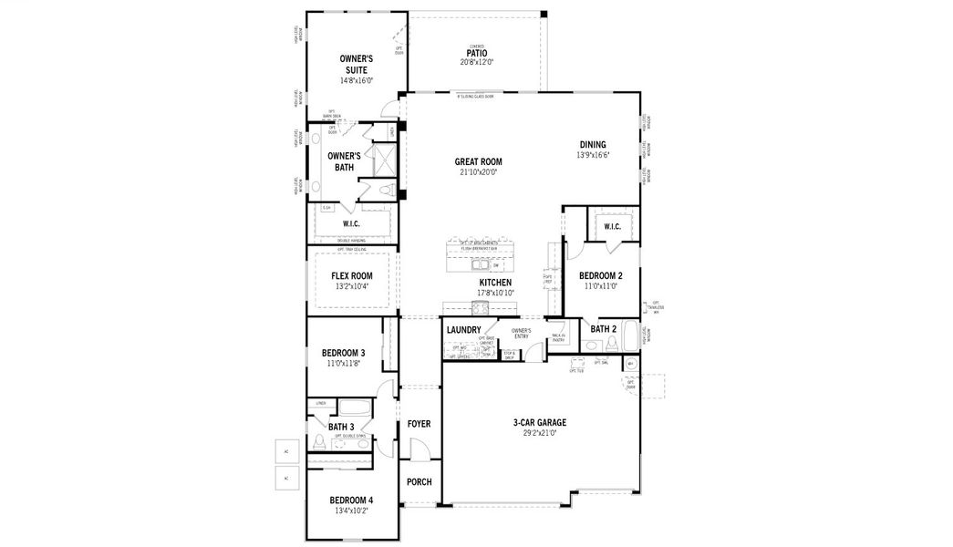 2D floor plan layout for the Crimson by Mattamy Homes in Rosewood Heights, San Tan Valley, AZ (Image 3). 2D floor plan layout for the Crimson by Mattamy Homes in Rosewood Heights, San Tan Valley, AZ (Image 3).